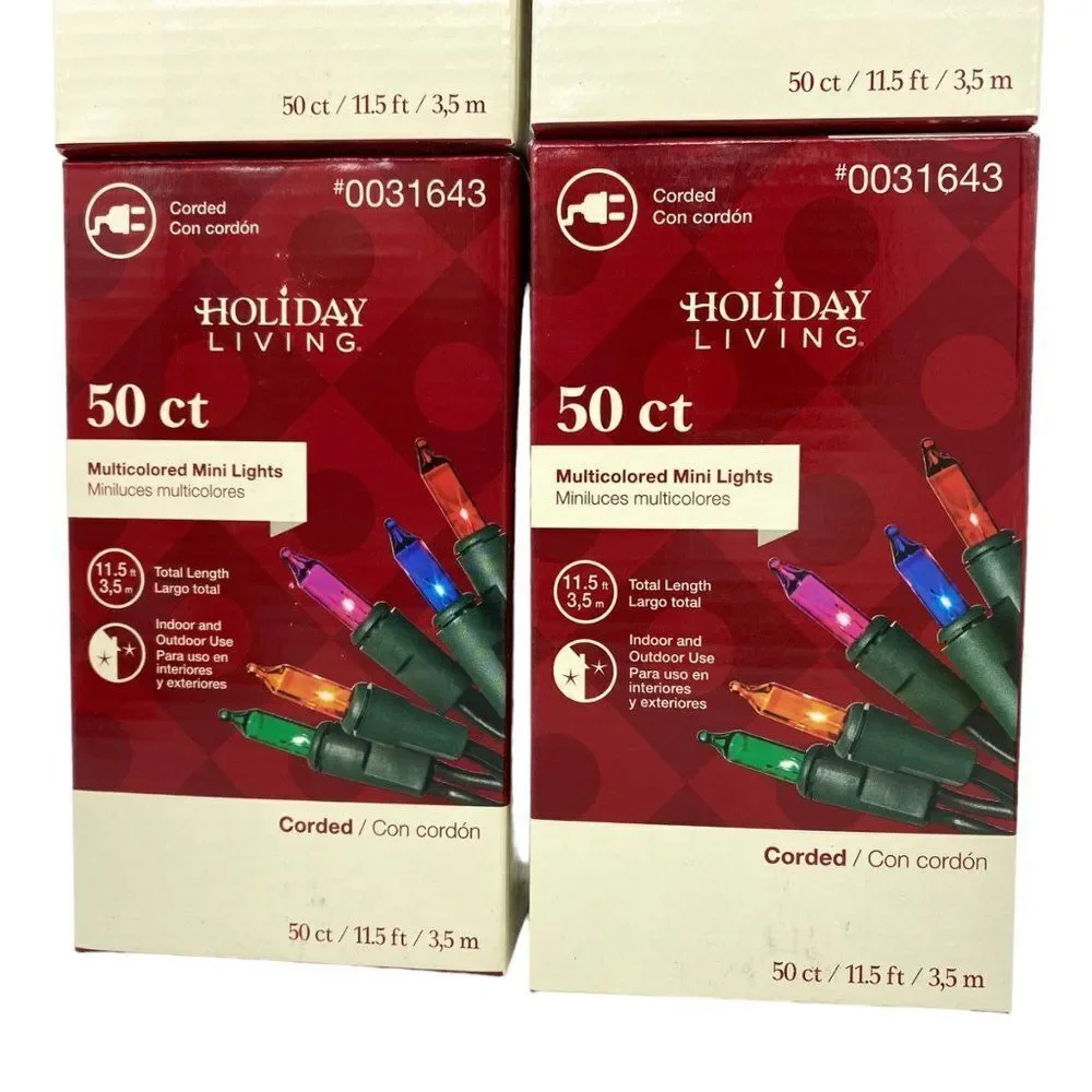 Holiday Living 50 Count Corded Christmas Multicolored Mini Lights New